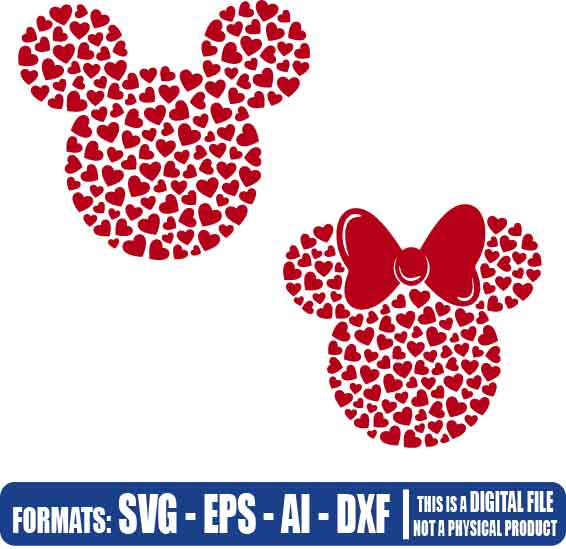 Mickey mouse, disney, love Valentine´s day hearts - pack 3 - Vectorisvg ...