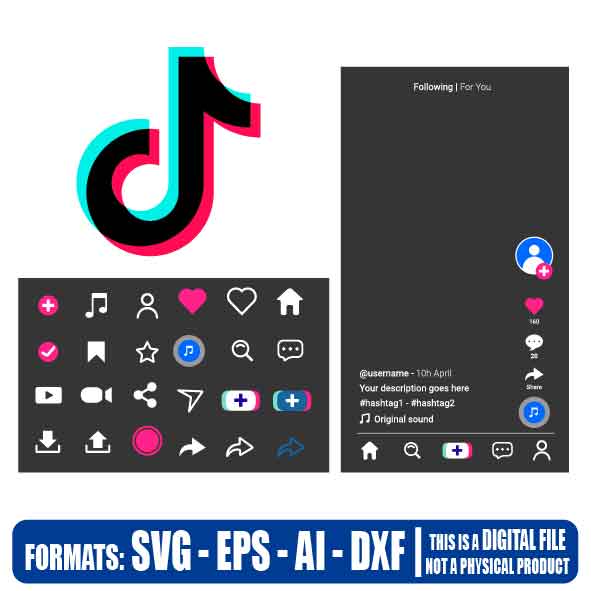 Tiktok Logo Vectorisvg Multipurpose Svg Dxf Eps Ai Cricut Silhouette