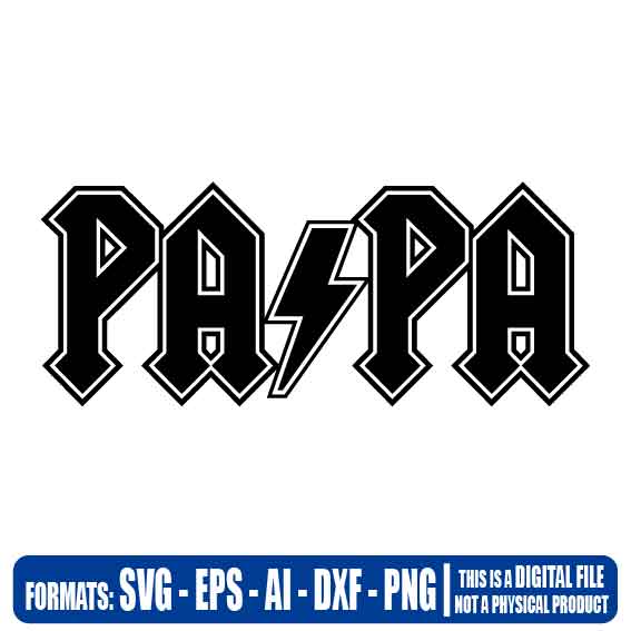 PAPA ACDC, ROCK - Multipurpose, svg, cut, dxf, eps, ai, cricut ...