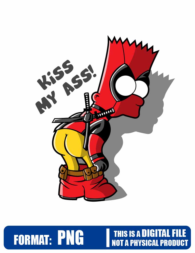 THE SIMPSONS kiss my ass deadpool bart, homer, lisa, bart, marge