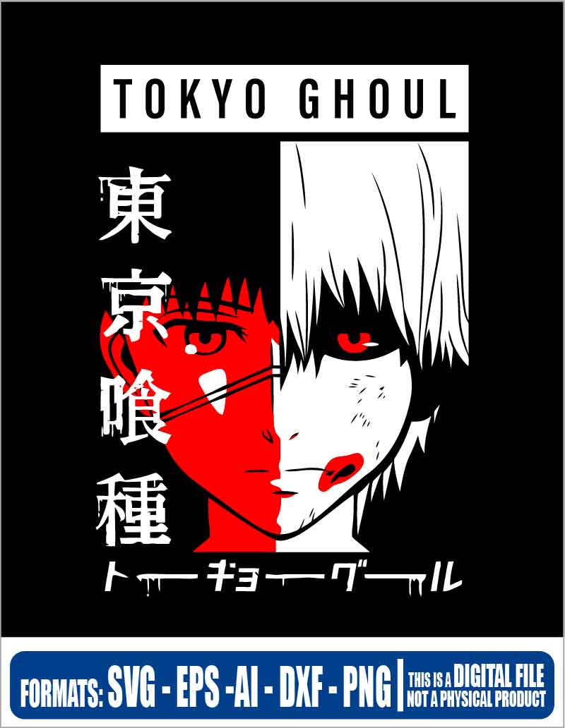 Tokyo ghoul face, anime, svg, cricut, eps, svg, pdf, png, file cut, t