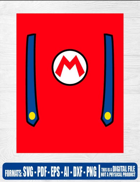 Super mario bros mario clothes, svg, cricut, eps, svg, pdf, png, file cut, t-shirt, file art, Multipurpose, svg, cut, dxf, eps, ai, cricut, silhouette, plotter, vinyl, decal, sticker, wall decor, tshirt, Cricut Cutting Machine, Scalable Vector Graphics